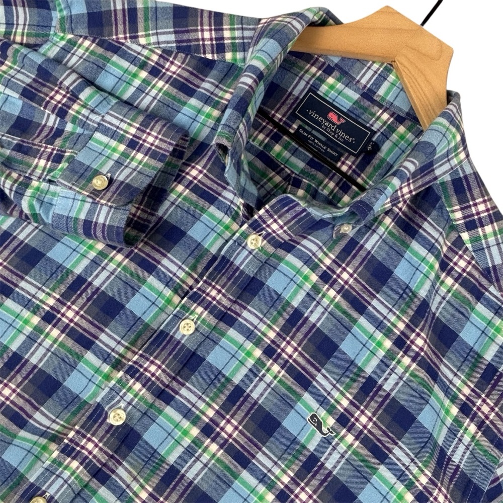 Vineyard Vines Slim Fit Whale Shirt Mens XXL‎ Plaid Flannel Preppy Business